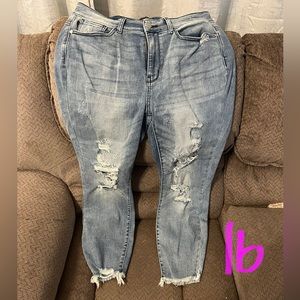 Judy Blue Light Wash Distressed Skinny Sz 16w